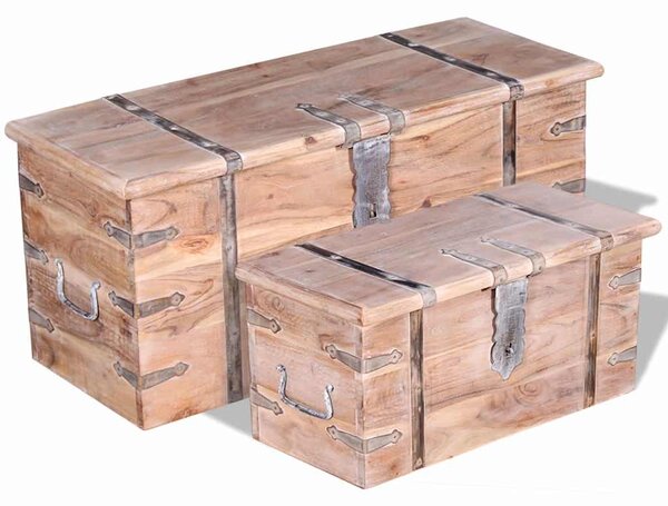 Úložné truhly sada 2 ks akáciové dřevo 244054