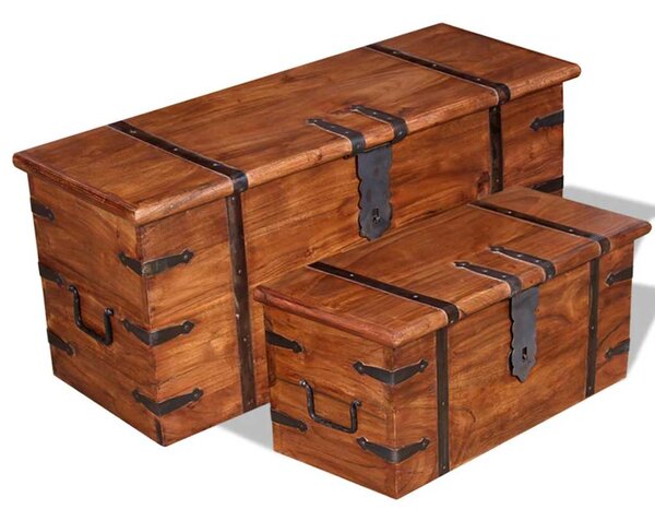 Set dvou úložných truhel masivní dřevo 244050