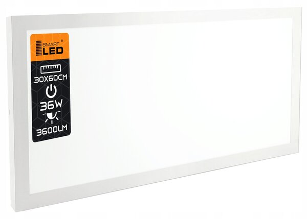 Přisazený LED panel 36 W, 30 × 60 cm, 3600 lm, neutrální bílá