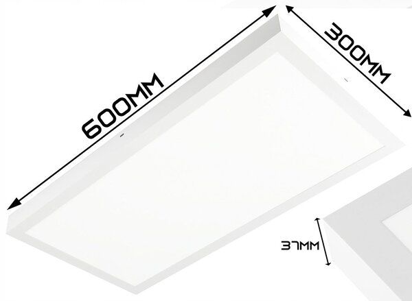Přisazený LED panel 36 W, 30 × 60 cm, 3600 lm, neutrální bílá
