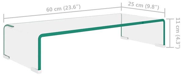 TV stolek / podstavec na monitor sklo čiré 60x25x11 cm 244127