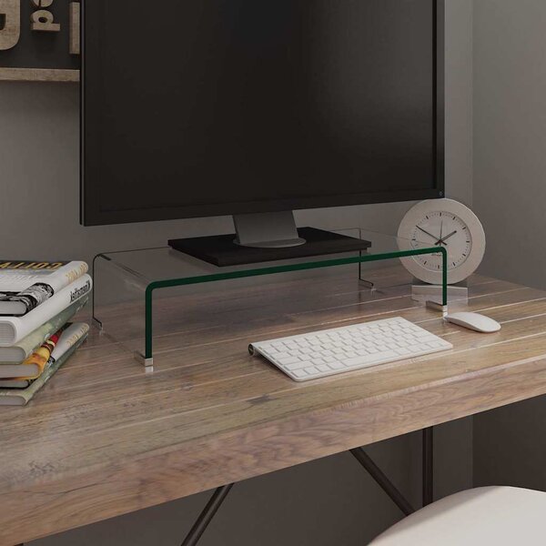 TV stolek / podstavec na monitor sklo čiré 60x25x11 cm 244127