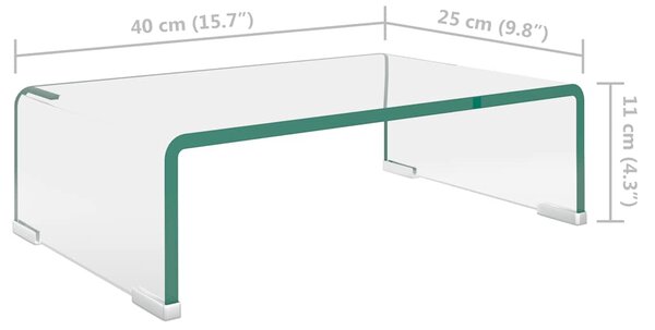 TV stolek / podstavec na monitor čiré sklo 40x25x11 cm 244126