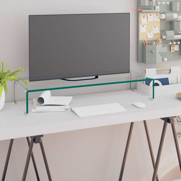TV stolek / podstavec na monitor čiré sklo 80x30x13 cm 244129