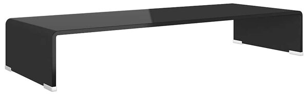 TV stolek / podstavec na monitor sklo černý 80x30x13 cm 244137