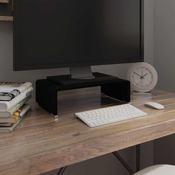 TV stolek / podstavec na monitor černé sklo 40x25x11 cm 244134