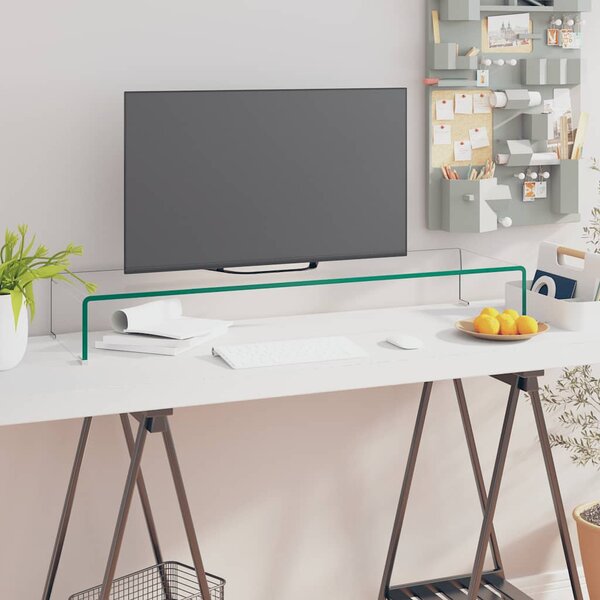 TV stolek / podstavec na monitor čiré sklo 100x30x13 cm 244131