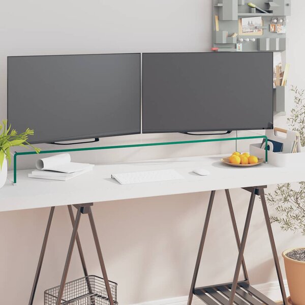 TV stolek / podstavec na monitor čiré sklo 110x30x13 cm 244132