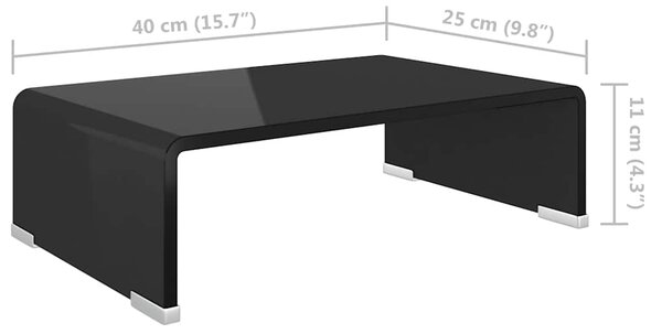 TV stolek / podstavec na monitor černé sklo 40x25x11 cm 244134