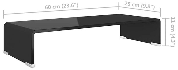 TV stolek / podstavec na monitor sklo černý 60x25x11 cm 244135
