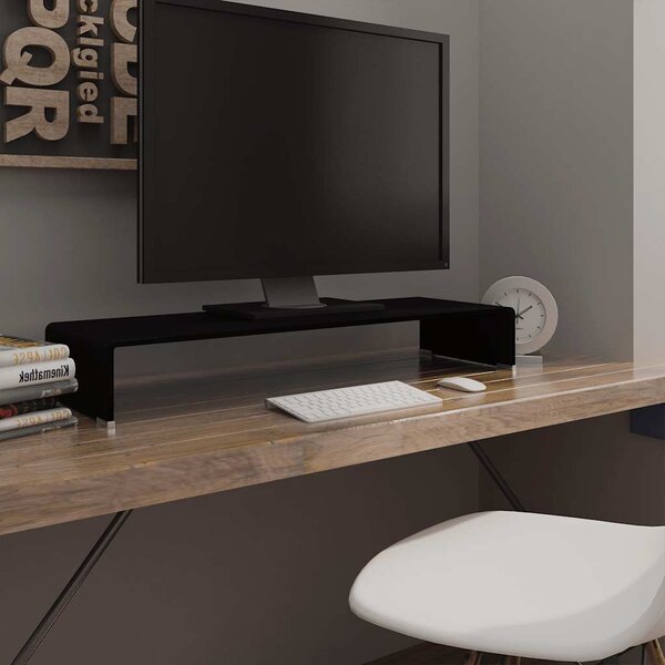 TV stolek / podstavec na monitor sklo černý 90x30x13 cm 244138