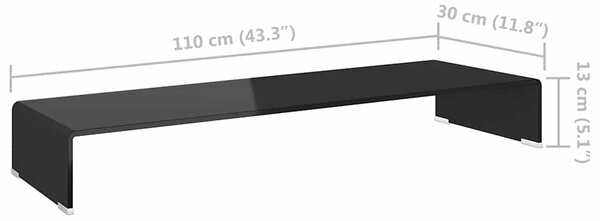 TV stolek / podstavec na monitor sklo černý 110x30x13 cm 244140