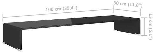 TV stolek / podstavec na monitor sklo černý 100x30x13 cm 244139