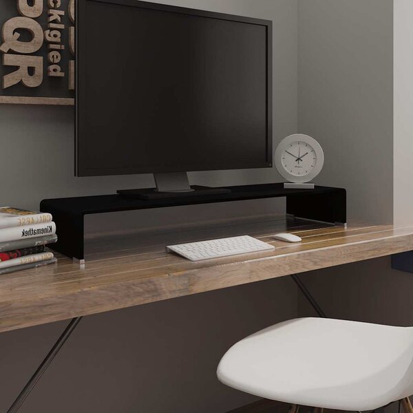 TV stolek / podstavec na monitor sklo černý 100x30x13 cm 244139