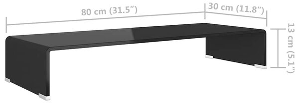 TV stolek / podstavec na monitor sklo černý 80x30x13 cm 244137