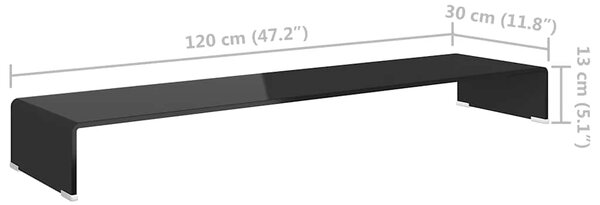 TV stolek / podstavec na monitor sklo černý 120x30x13 cm 244141
