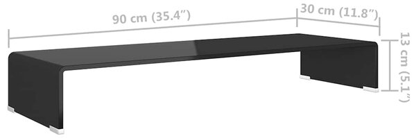 TV stolek / podstavec na monitor sklo černý 90x30x13 cm 244138