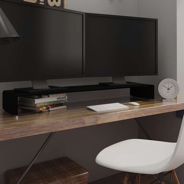 TV stolek / podstavec na monitor sklo černý 120x30x13 cm 244141