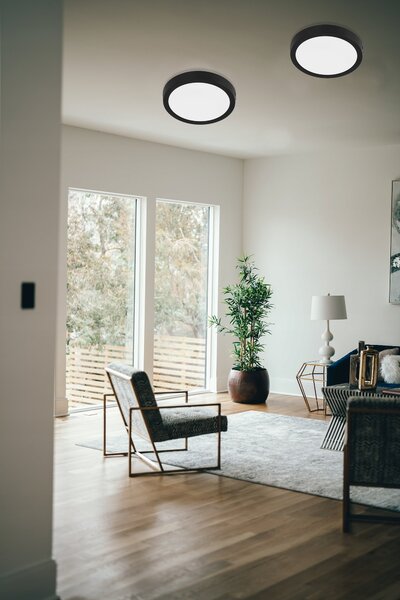 Černé kulaté stropní LED svítidlo 24 W, neutrální bílá