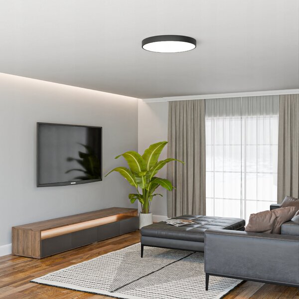 Černé kulaté stropní LED svítidlo 48 W, 4800 lm, 50 cm – neutrální bílá, IP20