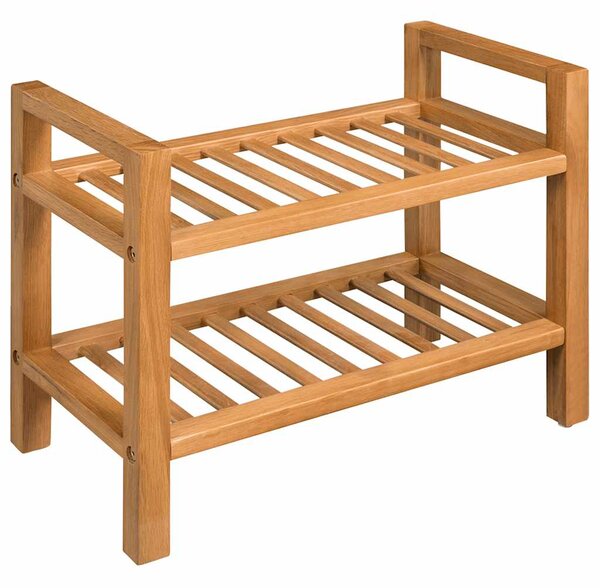 Botník s 2 policemi 50 x 27 x 40 cm masivní dubové dřevo 244208