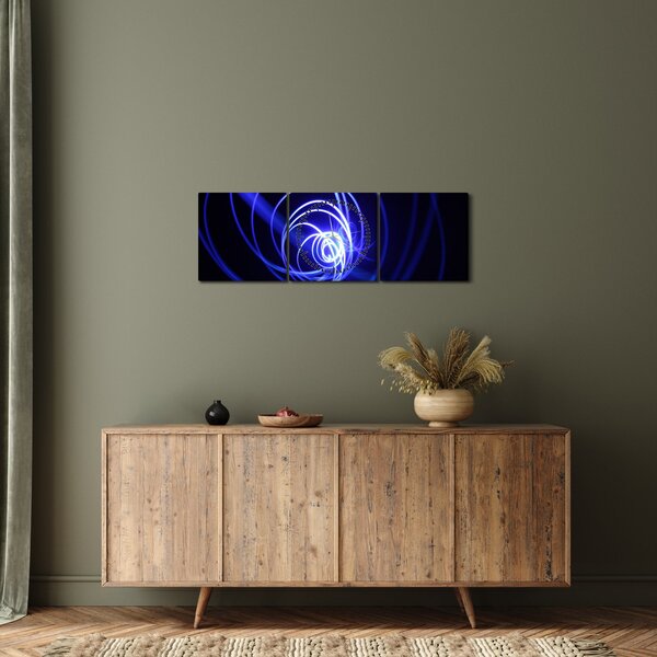 Obraz modrých spirál (s hodinami) (90x30 cm)