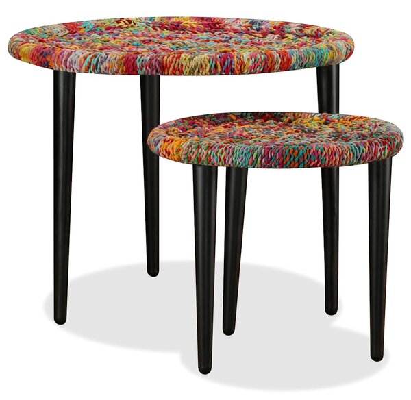 Konferenční stolky, set 2 ks, s úpletem chindi, vícebarevný 244213