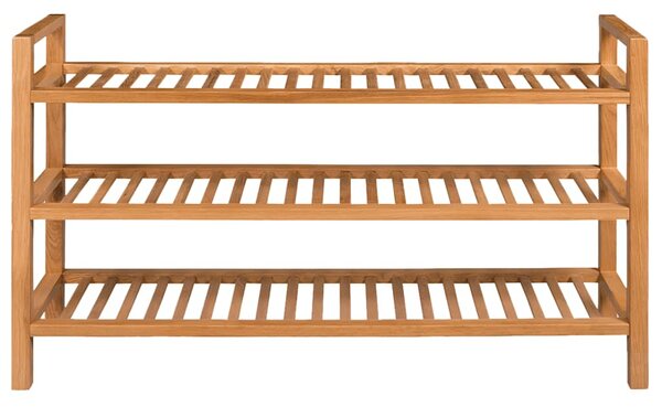 Botník se 3 policemi 100 x 27 x 60 cm masivní dubové dřevo 244209