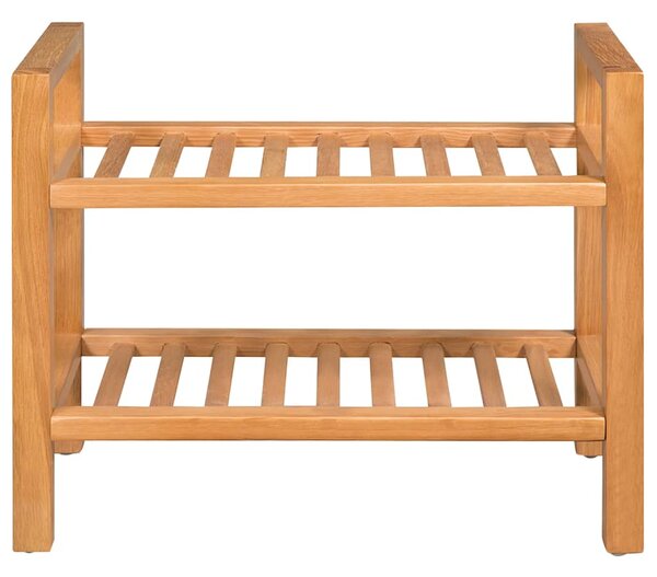 Botník s 2 policemi 50 x 27 x 40 cm masivní dubové dřevo 244208