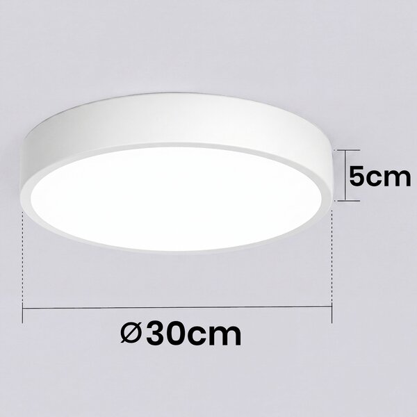Bílé kulaté stropní LED svítidlo 18 W, 1800 lm, 30 cm, neutrální bílá, IP20