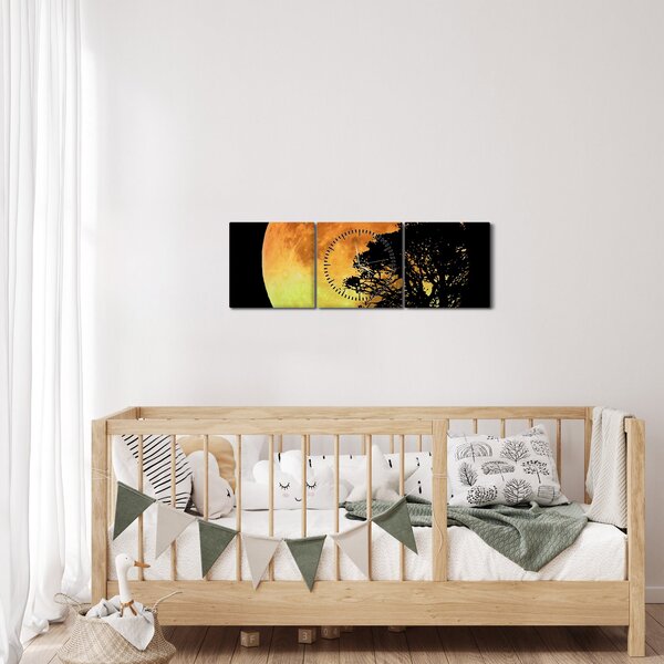 Obraz stínů v měsíčním světle (s hodinami) (90x30 cm)