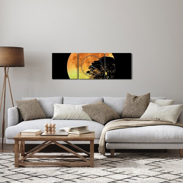 Obraz stínů v měsíčním světle (s hodinami) (90x30 cm)