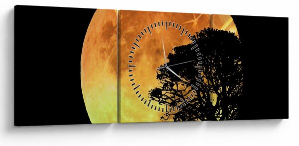 Obraz stínů v měsíčním světle (s hodinami) (90x30 cm)