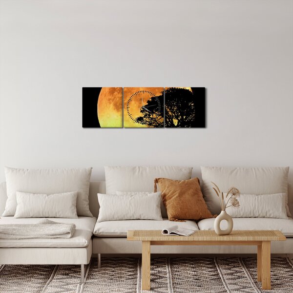 Obraz stínů v měsíčním světle (s hodinami) (90x30 cm)