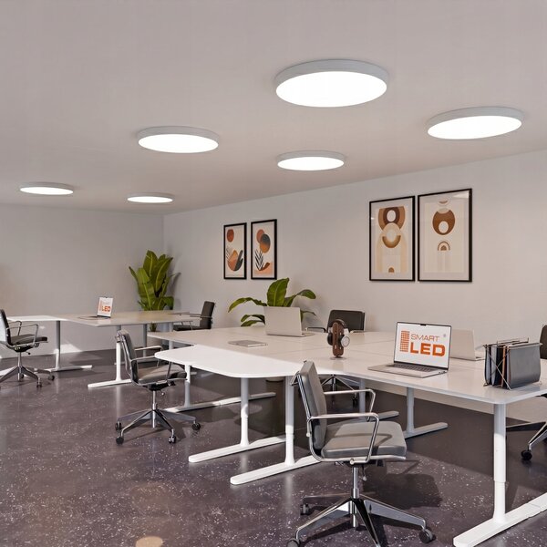 Bílé kulaté stropní LED svítidlo 100 W, 10000 lm, 75 cm, neutrální bílá, IP20