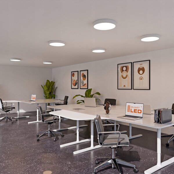 Bílé kulaté stropní LED svítidlo 48 W, 4800 lm, 4000 K, 50 cm, neutrální bílá, IP20