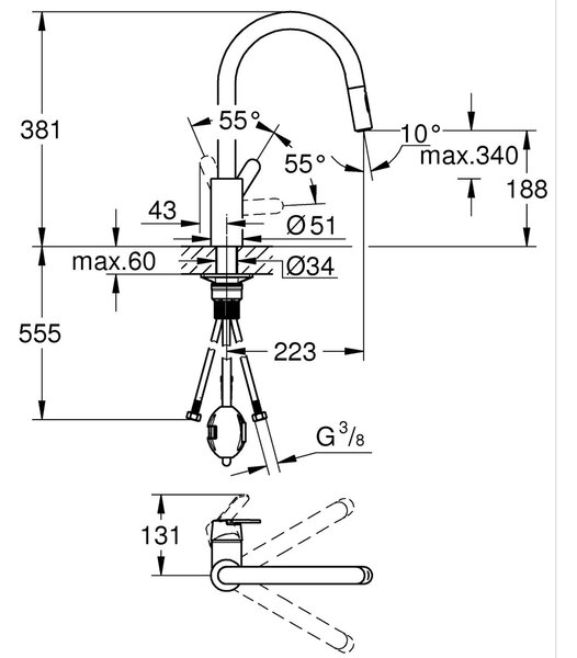 Grohe Get kuchyňská baterie stojící černá 314842431