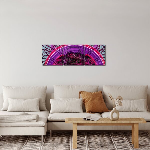 Abstraktní obraz - fialové větve (s hodinami) (90x30 cm)