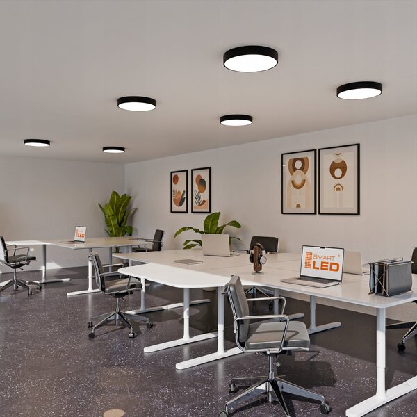 Černé stropní LED svítidlo 36 W, 3600 lm, 4000 K, 40 cm, s pohybovým senzorem