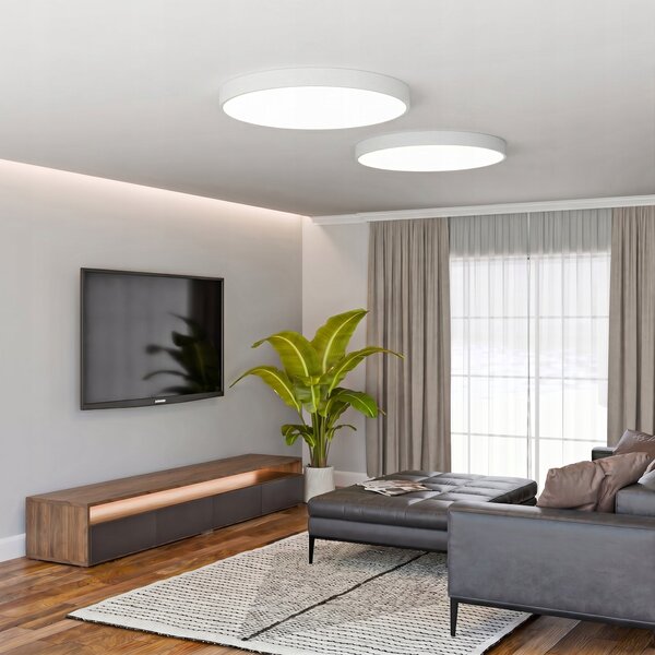 Bílé kulaté stropní LED svítidlo 100 W, 10000 lm, 75 cm, neutrální bílá, IP20