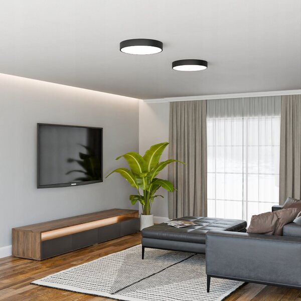 Černé stropní LED svítidlo 36 W, 3600 lm, 4000 K, 40 cm, s pohybovým senzorem
