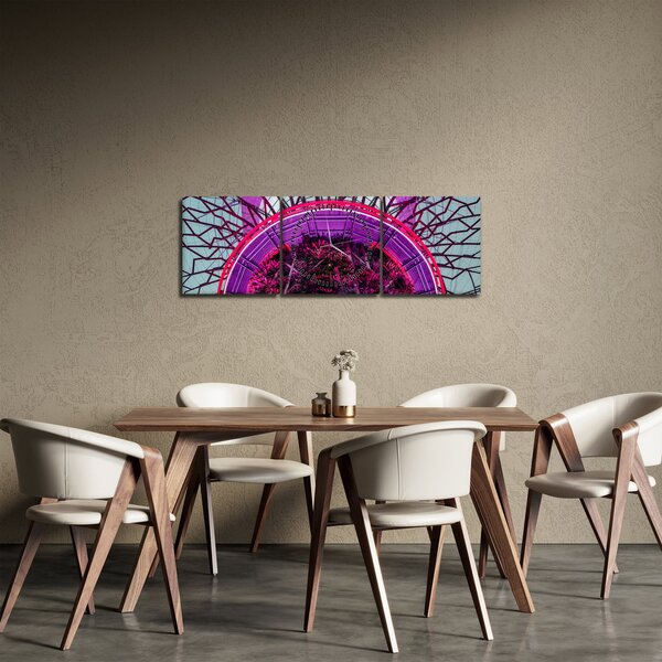 Abstraktní obraz - fialové větve (s hodinami) (90x30 cm)