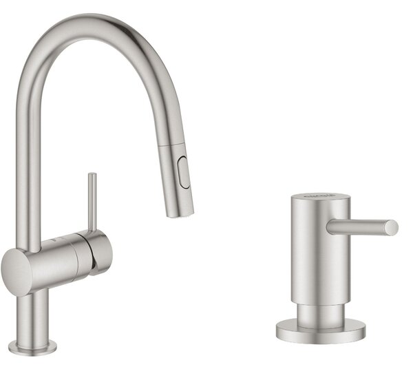 Sada kuchyňská baterie Grohe Minta 32321DC2, dávkovač tekutin Grohe Cosmopolitan 40535DC0