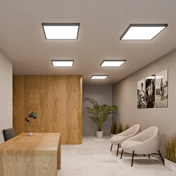 Černé stropní LED svítidlo 32 W, 3520 lm, 4000 K, 40 × 40 cm, neutrální bílá, IP20