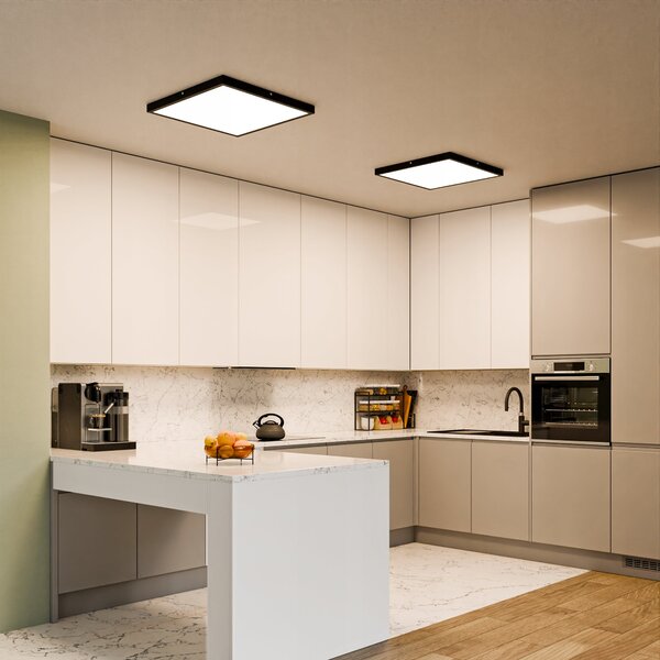 Černé stropní LED svítidlo 32 W, 3520 lm, 4000 K, 40 × 40 cm, neutrální bílá, IP20