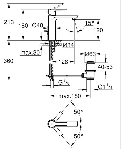 Grohe Lineare New umyvadlová baterie stojící černá 321142431