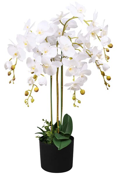Umělá rostlina orchidej s květináčem 75 cm bílá 244425