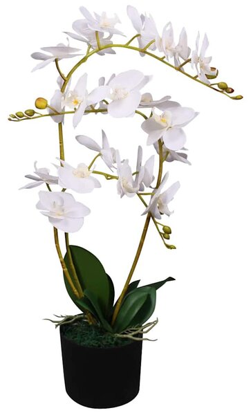 Umělá rostlina orchidej s květináčem 65 cm bílá 244423