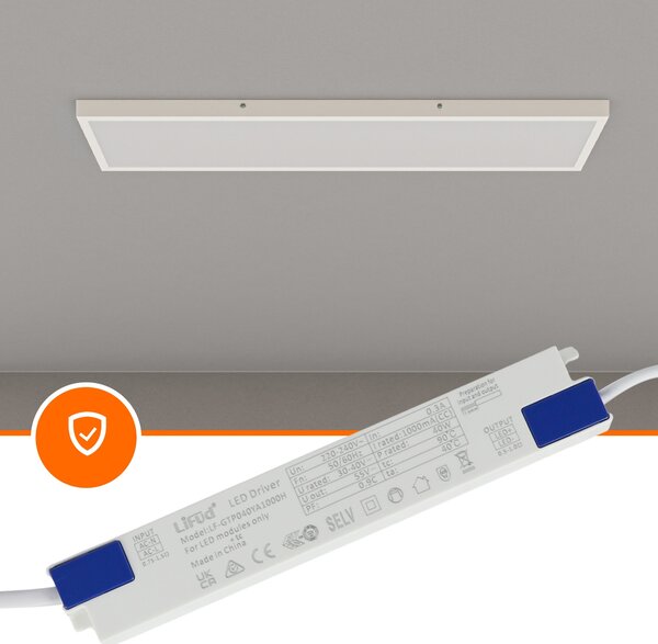 Stropní LED svítidlo 5600 lm, 30 × 120 cm, 40 W, neutrální bílá 4000 K, IP20