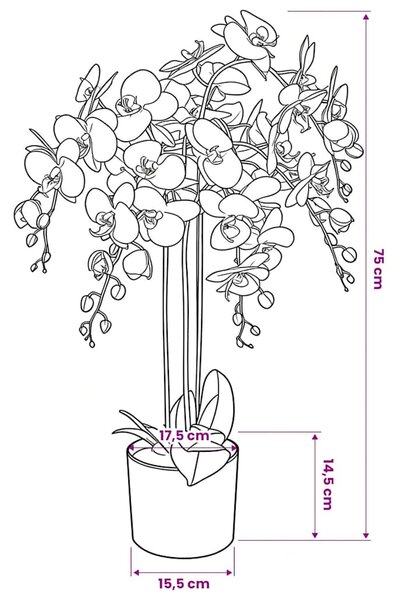 Umělá rostlina orchidej s květináčem 75 cm bílá 244425